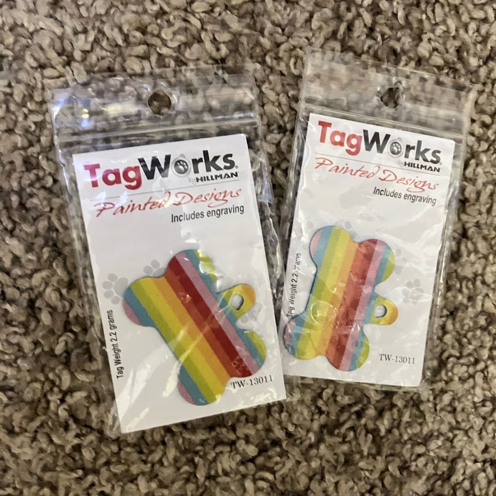 NEW TagWorks Engravable Dog Tags Rainbow/Pride set